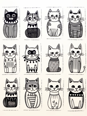 猫狗花纹邮票12个