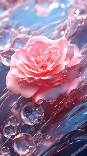 One kind of flower is pink, its petalsare transparent, deep as sea water.crystal like dew, it can feel theloyalty and purity of Love, 8K ,ID ar9:16 - Unscaled