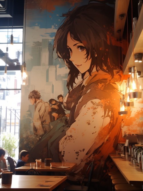 咖啡店艺术墙，简约现代，有特色又不太显眼