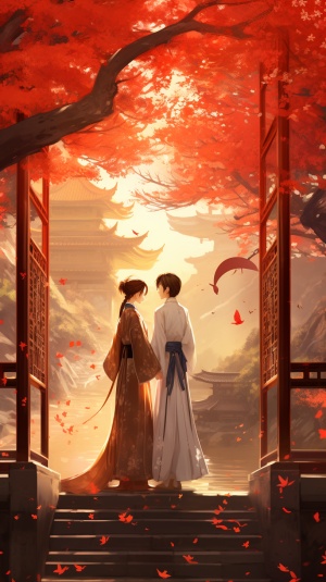 设计一个有鹊桥和穿古代衣服的恋人相亲会，风格热闹场景浪漫有仙境的感觉中国传统风格