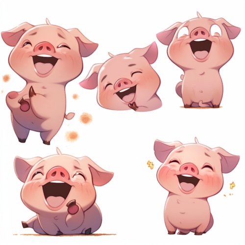 A cute little pig, face close-up, expressionclose-up, full bodyPiggy expressions and movements, exaggeratedmovements, happy, angry, sad,Surprised, happy, et., various emotions, whitebackground, q version,Sticker art design, ultra-high definition, 8k,nine-square layout - -ar 3:4 niji 5