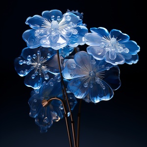 The material of the glass is the huaming Codonopsis of the umbrella family, the main color of blue, the color of dew on the transparent petals is dark blue, with a bionic sense, and the flower group is tight and good-looking，no people