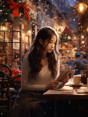 圣诞夜的浪漫咖啡店