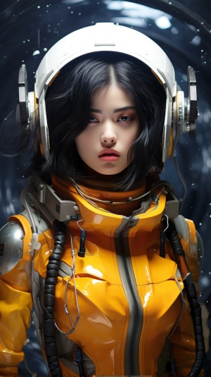 Prompt: Korean fashion beauty as a space commander