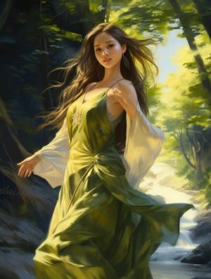 秦岭森林中的美丽女子