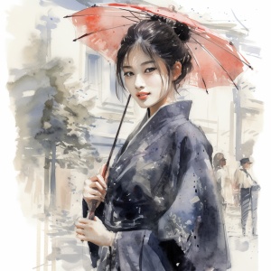 江苏省蒙蒙细雨中的旗袍女子