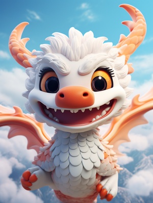 Cute Chinese Dragon: 2-4 Feet, Flying in the Sky with Super Detail