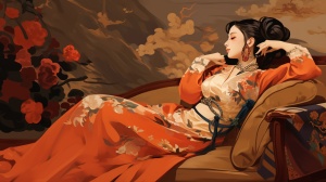 Oriental Woman: A Colorful Animation Illustration in Dynasties Style