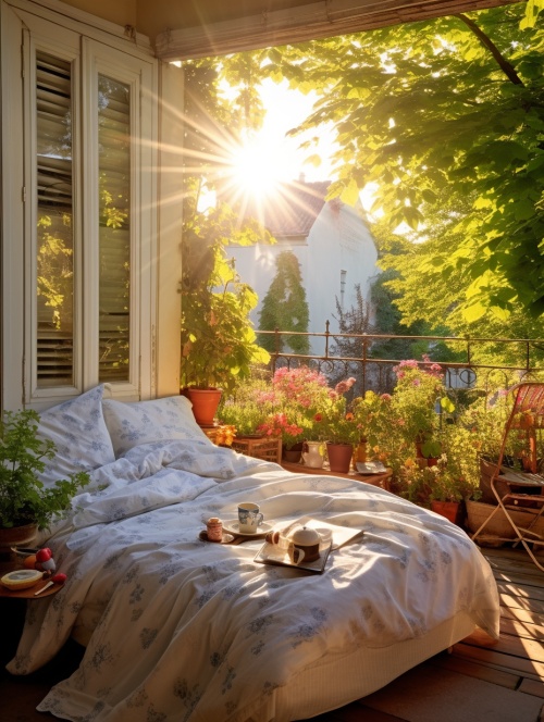 漂亮的庭院，温暖的卧室，怀旧，阳光