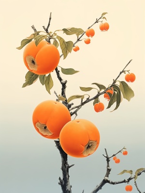 柿子树与中国背景的诗意广告海报设计