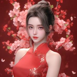 中国旗袍女人年轻时尚，灵动可爱的美丽人物画