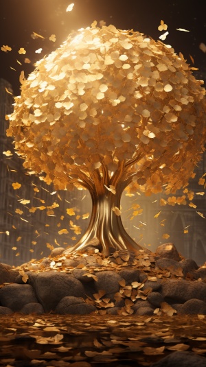 The Majestic Gold Tree: A Brilliant 4K Wonderland
