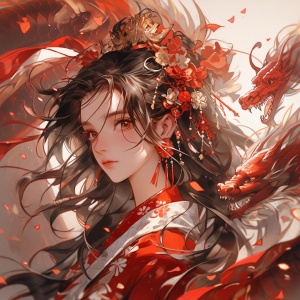 Romantic Manga: Chinese Woman with a Large Chinese Character
