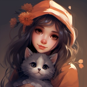 可爱少女与猫猫