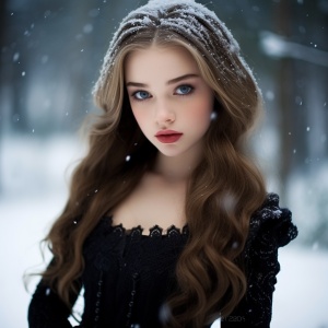 漂亮公主裙下雪天