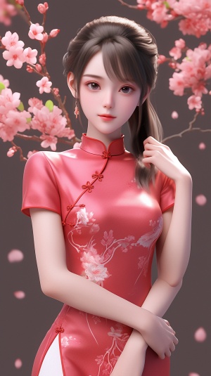时尚年轻中国旗袍女人全身图片