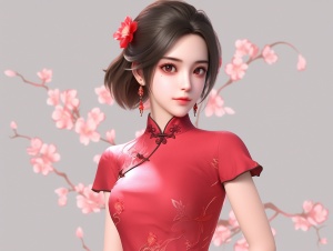 时尚年轻中国旗袍女人全身图片