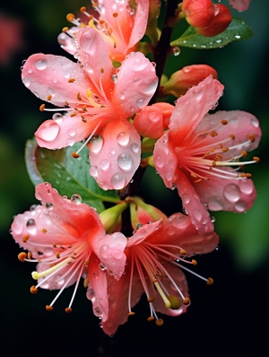雨后的百日菊、花上有水珠，高清图