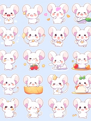 Cute Mouse Stickers with Various Poses and Expressions