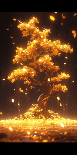 The Majestic Gold Tree: A Brilliant and Dreamy 4K HD Illusion