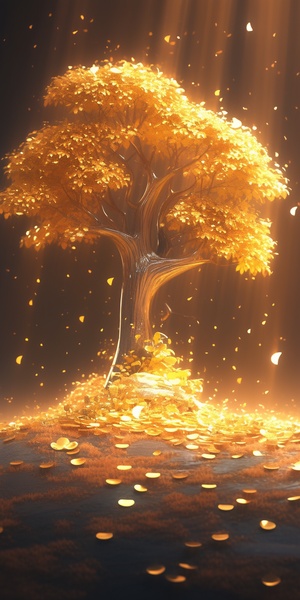 The Majestic Gold Tree: A Brilliant and Dreamy 4K HD Illusion