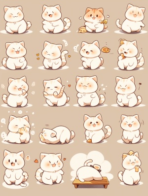 Cute Cat Stickers: Various Postures and Expressions