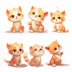 这个中国可爱的橘色小猫咪的各种表情 喜怒哀乐生气害羞的表情