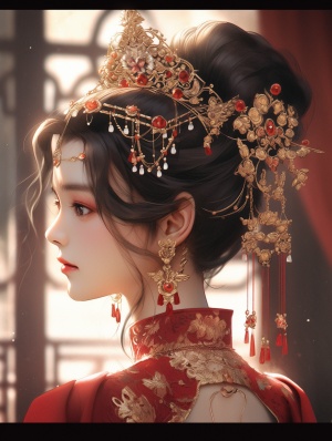 Ancient Beauty: Exquisite Han Costume with Delicate Makeup and Fine Details