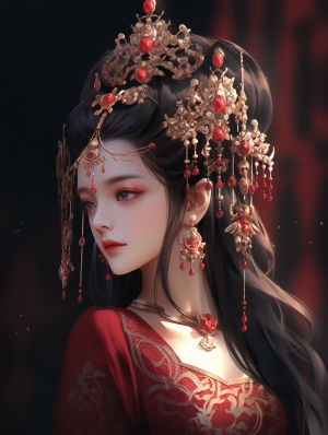 Ancient Beauty: Exquisite Han Costume with Delicate Makeup and Fine Details