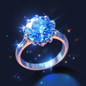 一枚蓝色钻石戒指