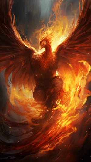Radiant Phoenix: Majestic Concept Art with Fiery Aura