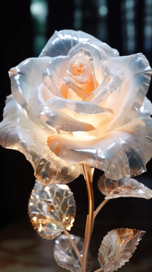 亮色美丽的白色透明闪光玫瑰