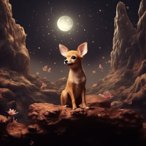 一只在月球的小鹿狗