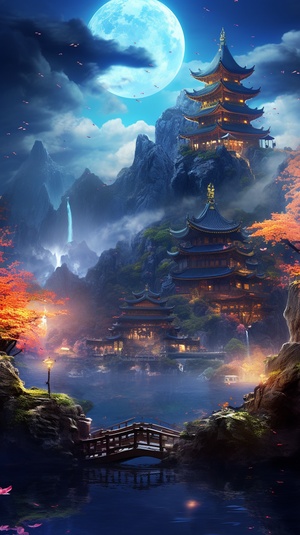 Chinese Style Night: Majestic Palaces and Enchanting Scenes