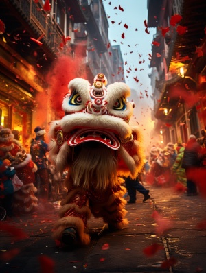 中国春节盛大庆祝活动的喜庆热闹