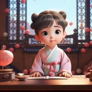 Confident and Charming: A 5-year-old Chinese Girl in Antique Style Hanfu