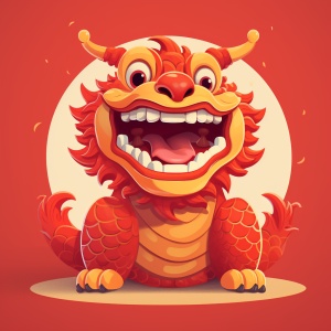 Colorful Cartoon Chinese Dragon Illustration for Happy Lucky Chinese New Year