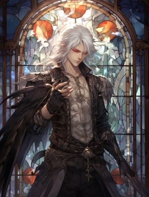 anime male with white hair and tattoos standing in front of a window, full - body majestic angel, handsome guy in demon slayer art, young wan angel, winged boy, manhwa, tall anime guy with blue eyes, male anime character, skinny male fantasy alchemist, handsome anime pose, anime handsome man, delicate androgynous prince, black wings instead of arms niji 5 ar 3:4