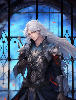 anime male with white hair and tattoos standing in front of a window, full - body majestic angel, handsome guy in demon slayer art, young wan angel, winged boy, manhwa, tall anime guy with blue eyes, male anime character, skinny male fantasy alchemist, handsome anime pose, anime handsome man, delicate androgynous prince, black wings instead of arms niji 5 ar 3:4