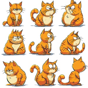 Nine Poses and Expressions of Super Obesity Garfield Cats with KeithHarlem's Graffiti Style