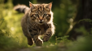 森林中奔跑的小猫咪