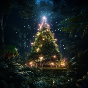 Gorgeous Cinematic Christmas Tree in Primeval Forest