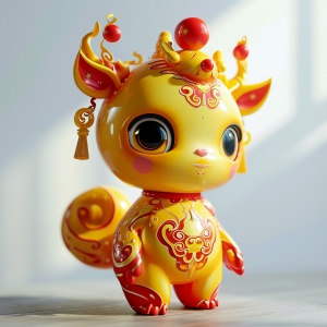 Cute Kirin: Blind Box Style with Ceramic Texture and Ultra High Definition 3D Rendering