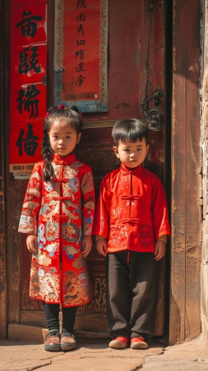 中国古代大门上的可爱小孩