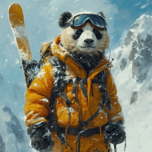 滑雪上班的熊猫