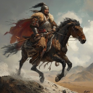 成吉思汗骑马手持兵器