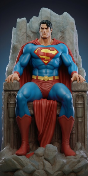 肌肉男 DC超人 老版经典超人 超人坐在自己的王座上正视着自己的正前方