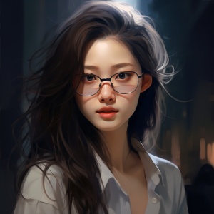 戴眼镜的美丽中国女子