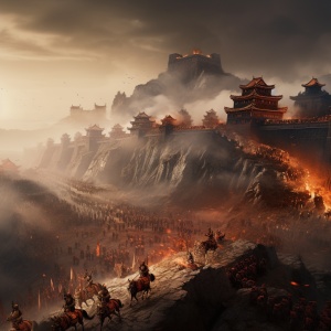 中国古代战场，骑兵冲击，高耸入云的城墙