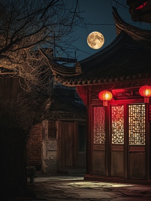 月光下的中国风小庭院